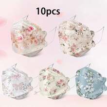 10/5pcs Elegant Floral Style Women's Face Masks, 3D Breathable Decorative Face Covers - Multicolor - View 14