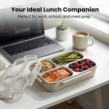304 Stainless Steel Lunch Box With Compartments,Divided Bento Box, Leak-Proof Lunch Container, Portable Fruit Salad Food Storage Container,Dishwasher & Microwave Allowable,Suitable For Students Adults Use In School, Office, Picnic,Back To School - Multicolor - View 10