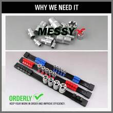 9PCS Socket Rail Storage Holder Organizer Tray Set 1/2" 3/8" 1/4" Wall Mount ABS - A - View 5