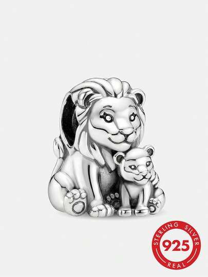 1 Perle de lion en argent sterling 925 à la mode, convient pour les bracelets de femmes et la fabrication de bijoux DIY