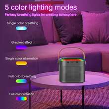 Small Karaoke Machine With 2 Wireless Microphones, USB Charging. Portable Karaoke Machines, Birthday Gifts, Family Gatherings, Outdoor Trips And LED Lights, Compatible With All Smartphones - White - View 5