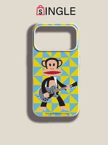Officially Licensed Paul Frank Liquid Silicone Phone Case, Full Coverage Anti-Drop Protection For Camera, Cartoon Monkey Playing Guitar And Triangle Patchwork Pattern, New Style Suitable For Phone11/12/13/14/15/16/17/18Pro Max Series Phones, Holiday Gift, Daily Commute, Daily Anti-Drop Highly Attractive Model - Multicolor - View 2
