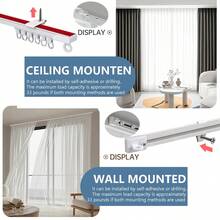 4-In-1 Adhesive + Drill-Free Curtain Track System - Ceiling/Wall Mount, Adjustable Length, Easy Installation For Bathrooms, Windows, Bathrooms, Room Dividers, Cabinets & More - Self-adhesive and Drillable Installation Upgrade Version - View 5