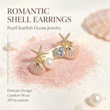 1 Pair Starfish Shell Stud Earrings, Luxury Niche High-End Versatile Dreamy Pink Starfish Earrings - Starfish Shells - View 4
