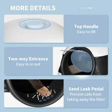 Foldable Cat Litter Tray With Lid, Deodorant, Scoop, Black - T0001-01-1968 - View 5