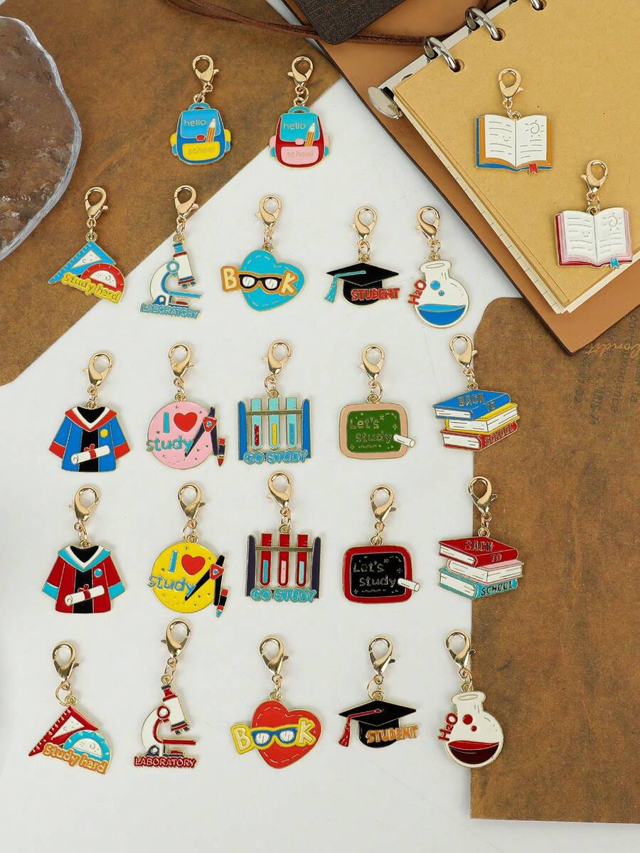 12/24pcs Back To School Keychain Pendant Teacher Appreciation Gift Teacher Key Chain Key Ring Bag Accessories For Women Men Back To School Supplies Creative Gift Holiday Gift Phone Car Accessories - Multicolor - View 1