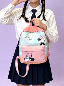 Disney 1pc Minnie Mouse Mini Backpack, Colorblock School Daypack, Multi-Pocket Casual Rucksack, Lightweight Bookbag, Outdoor Sports Bag, Suitable For Girls/Students/Fans, Ideal For Back To School/Daily Outings/Shopping! - Multicolor - View 6