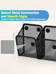 10pcs/1set Magnetic Mesh Pen Holder Powerful Magnet Square Minimalist Desk Organizer Box Iron Wire Pen Rack Strong Magnetic Iron Wire Pen Rack Suitable For Whiteboard Office Refrigerator Whiteboard Kitchen Storage Cabinet Office School Supplies - Multicolor - View 3