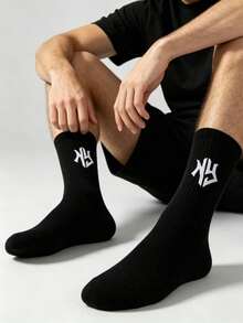 1/5/10/20 Paar Herrensocken, Buchstabenmuster lange Socken, hautfreundlich, dick und bequem, super tolle Socken, für den täglichen Gebrauch, antibakteriell, feuchtigkeitsableitend, Unisex, geeignet für Zuhause, Sport, Schulanfang - Verschiedenfarbig - Übersicht 3