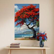 1pc Tree Poster, La Reunion Canvas Print, Vintage Wall Art, Modern Artwork Wall Painting, Suitable For Gift, Home And Dorm Decoration - A - View 1