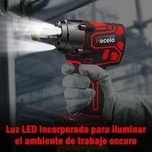 Hecelo Pistola de Impacto 1/2 con 2 Baterías, ¡Gran Torque! Kit completo - Versión mejorada Llave de Impacto Hecelo - Rojo - Ver 10