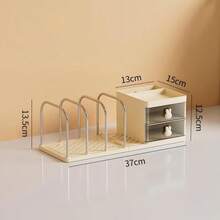 Desktop Book Stand Organizer Storage Box For Students Desk Books & Workbooks Office Desktop Storage Organizer - Plastic Steel Combination Book Stand Storage Box - View 9