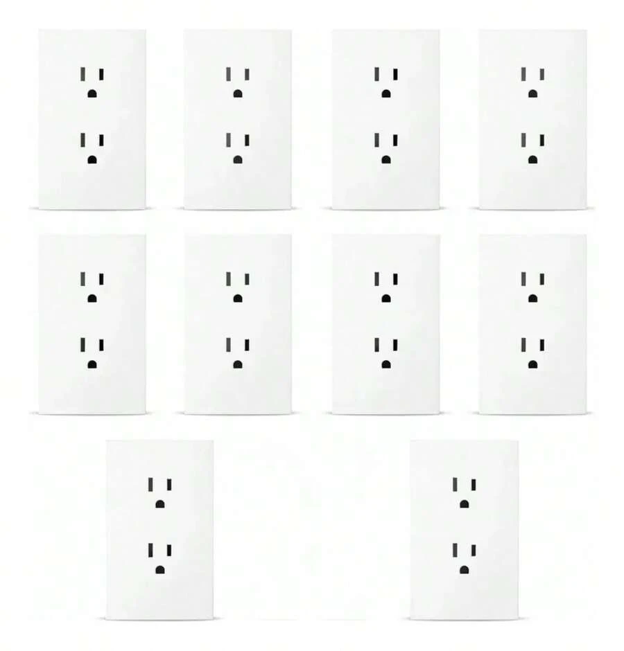 Paquete De 10 Contactos Duplex Con Placa Blanca Completos 2p