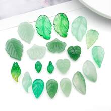 20 buah Liontin Daun Hijau Kaca untuk Pembuatan Perhiasan DIY Anting Liontin Berbagai Desain untuk Pembuatan Perhiasan Gelang Kalung - Hijau - View 7
