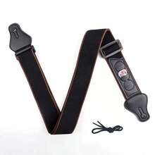 Correa de guitarra para guitarra eléctrica y acústica, correa universal vintage ajustable con bolsillo para púas, accesorios para guitarra - Verde - Ver 9