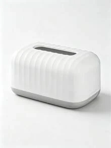 1 pieza Caja de pañuelos con patrón de ondas, soporte de pañuelos de estilo de lujo para escritorio, caja de servilletas multifuncional para el hogar, sala de estar y mesa de café - Blanco - Ver 4