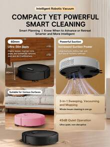YAIUZGOO 3-In-1 Smart Robot Vacuum, 60mm Ultra-Thin Body, Powerful Suction, 45dB Quiet Automatic Sweeping And Mopping Robot, Suitable For Home Hard Floors, Carpets And Pet Hair - View 2