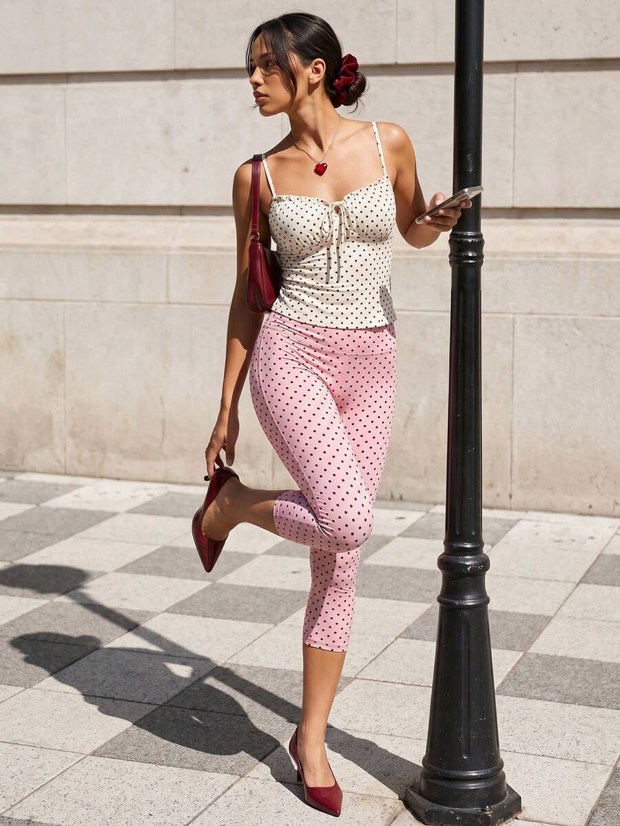 Soyun New Polka Dot Shorts, Comfortable And Convenient Waist Design Sports Pink