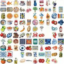 300張彩色地中海風藝術貼紙，蔬菜、汽車、水果圖案元素塗鴉貼紙，防水乙烯基材質，適用於筆記本電腦、手機、汽車、滑板、水壺、剪貼簿、電腦、筆記本等 - 300件-B - 查看 10