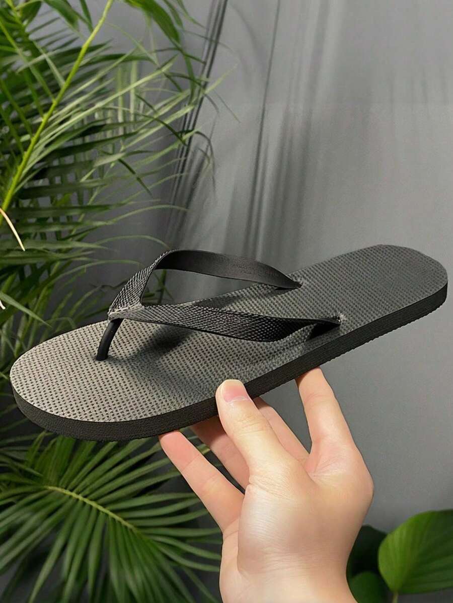 [Hot Selling In Middle East & Southeast Asia] Classic Solid Color PVC Flip Flops, Unisex, Lightweight Flat Sole, Elastic Textured Non-Slip Bottom, Suitable For Summer Vacation & Daily Wear, Versatile For Beach, Pool, Home Indoor/Outdoor (Runs 1 Size Large)