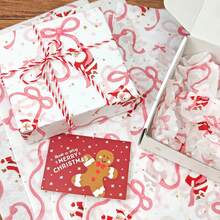 10/30/60pcs Christmas Bow & Santa Claus Pattern Tissue Paper, 50*35cm Gift Wrapping Paper, Suitable For Christmas Gift Decoration, Birthday Gift Wrapping, Bouquet Wrapping, Gift Bag Filler And Party Gifts - Multicolor - View 6