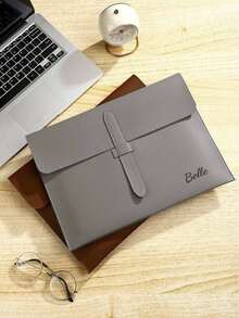 Custom Text Logo Personalized A4 Document Bag, Waterproof Envelope-Style File Storage Bag With Snap Button, Portable Business Folder Bag, Suitable For Office, Travel, School Paper, Receipt And Laptop Storage, Unisex Multi-Color Thickened Leather Folder - Multicolor - View 10