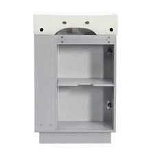 Freestanding 55cm Bathroom Vanity Unit With Grooved Wood Look, High-Quality Ceramic Basin, Removable Toilet Roll Holder And Clever Storage – Tap Not Included, Grey - Grey - View 10