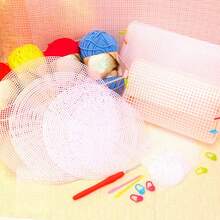 4mm White Mesh Sheet, Yarn, Handmade Crochet Material Bag, Plastic Crochet Hook, Round Cushion Shaping Plate - A - View 4