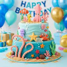Underwater Cake Decorations, Ocean Cake Decorations, Octopus, Seahorse, Crab, Starfish, Suitable For Ocean Birthday Party, Baptism Party, These Underwater Cake Decorations Are Perfect For Underwater, Ocean Theme Or Mermaid Theme Birthday Party, Ocean Party, Gender Reveal And Tropical Theme Events. This Eye-Catching Display Will Be The Highlight Of Your Dessert Table, Creating Unforgettable Memories For Guests And The Birthday Person. - Multicolor - View 6