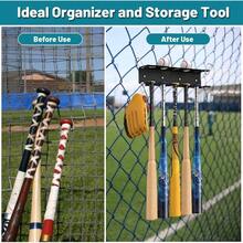 Wall Mount Baseball Bat Holder Heavy Duty Metal Bat Rack 5 Bats Baseballs, Dugout Fence Organizer, Sports Equipment Storage Hanger Home Garage Basement - Black - Multicolor - View 5