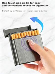 1pc Rhinestone Shiny Cigarette Case, Large Capacity Holds 40 Thick Cigarettes, One-Touch Flip Lid, Anti-Drop Compartment Cigarette Storage Box, Luxury Birthday Housewarming Gift For Men And Dad - Multicolor - View 6