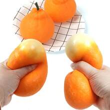 1pc Soft Squeeze Orange Stress Relief Toy, Cute Creative Fruit Toy With Slow Rebound, Realistic Orange Color - Multicolor - View 6