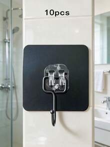 Removable No-Residue Adhesive Hooks Black Waterproof Bathroom Kitchen Hanging Hooks - A - View 11