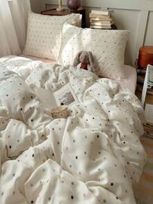 3pcs White Stars Bedding Set Queen Comforter Cover Set Bed Set, Duvet Cover, 1 Soft Comforter Cover And 2 Pillow Shams(Without Any Filling) - White - View 5