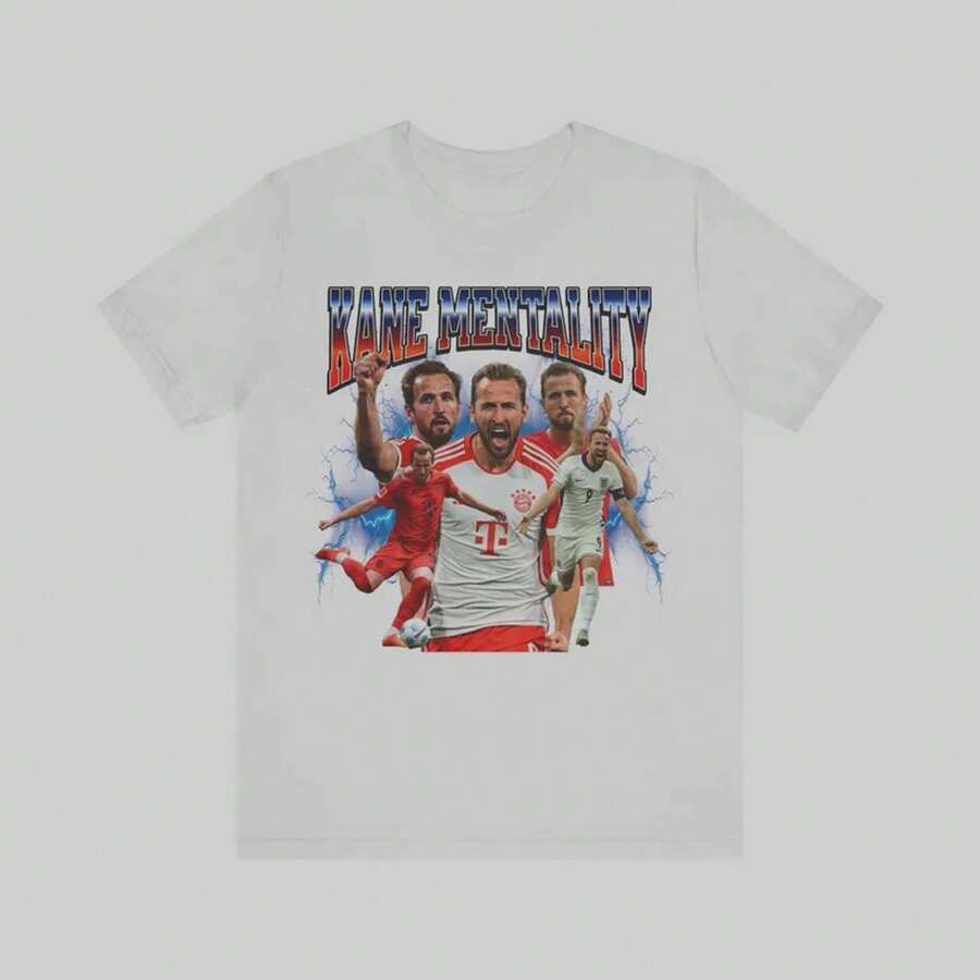 Camiseta 'Mentalidad Harry Kane', Camiseta de Fútbol de Inglaterra, Camiseta Gráfica de la Copa del Mundo, Regalo retro para fanáticos del fútbol, Camiseta de Partido de la Eurocopa, Estilo - Blanco - Ver 1