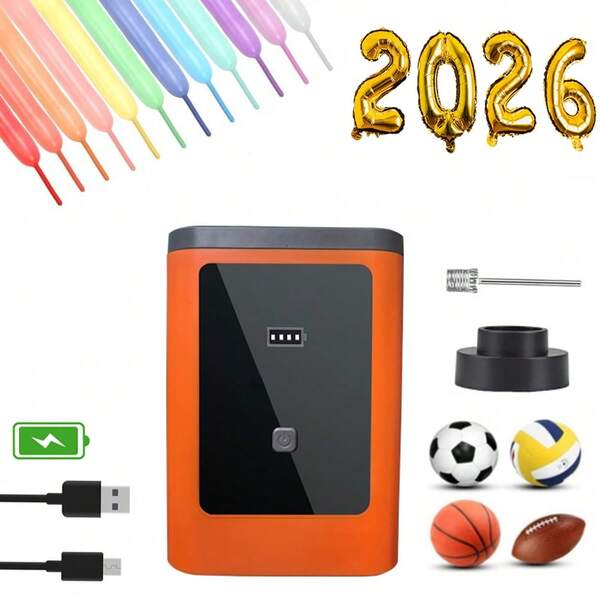 Bomba de Balões Elétrica 2 em 1, Bomba de Balões Portátil 160/206, Inflador de Balões de Folha de Alumínio, Adequado para Futebol, Rúgbi, Basquetebol, Bomba de Ar para o
