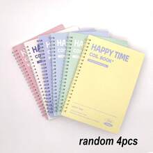 4pcs/Set A5 Size Spiral Coil Notebook (60/120 Pages Optional) 7mm College Ruled Inner Pages Thick Cardboard Cover 6 Color Options Student Learning Notes/Diary Writing/Office Supplies Coil Notebook Large Capacity Minimalist Fashion Colorful Notebook Suitable For Students, Working Women, Home Office Summer/Autumn Stationery Gift, Random Color - A - View 8