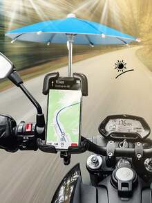 Mini Sunshade Umbrella With Universal Pig-Shaped Suction Cup Phone Holder, Outdoor Anti-Glare Sunshade Cover, Polyester Fiber Material, Rainproof And Sunproof, Includes Screen Protector - Black - View 9