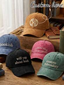 1pc Personalized Custom Embroidered Washed Baseball Cap, Vintage Distressed Dad Hat, Name Letter Embroidery Baseball Cap, Adjustable Cotton Trucker Hat, Y2K Streetwear Hat, Korean Minimalist Casual Sun Hat, Money Aesthetic Retro Hat, Couple Hat, Bridal Party Hat, Daily Commute Travel Sun Protection Hat, Unisex Fashion Gift, Christmas Gift - Multicolor 3 - View 1