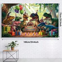 1件恐龍生日背景布條－適合生日派對、嬰兒洗禮、蛋糕桌布條、攝影背景與居家裝飾 - 查看 6