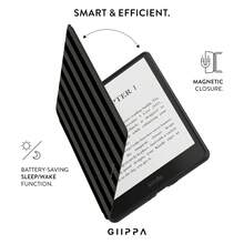 GIIPPA 1pc Black Striped Kindle Case With Hand Strap, Perfect Valentine's/Christmas Gift For Book Lovers, Auto Wake/Sleep Protective E-Reader Cover Compatible With Kindle Paperwhite 5/6/7/10/11/12 Gen, Kindle Colorsoft 1st Gen, Basic Kindle 8/10/11 Gen All Kids & Signature Editions, - Multicolor 7 - View 4