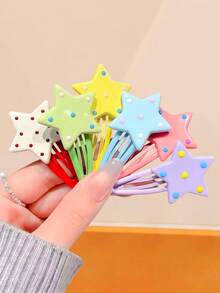 12/6pcs Multi-Color Polka Dot Star Water Drop BB Hair Clips, Durable & No Hair Pulling, Sweet & Cute Hair Accessories - Suitable For Women And Girls, Daily, School, Party, Vacation - Multicolor - View 8