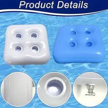 Inflatable Beverage Cup Holder, Square Floating Inflatable Cup Mat, PVC Beach, Pool Floating Cup Holder, Suitable For Hawaiian Pool Party, Bar Party Decoration And Holiday Decoration - 彩色 - 查看 6