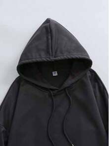 Sweatshirt Hoodie Kasual Ukuran Besar untuk Musim Gugur/Dingin, Pakaian Musim Gugur/Dingin yang Sempurna untuk Anak Perempuan, Warna Hitam untuk Liburan - Hitam - View 3