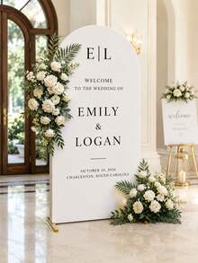 Customized Wedding Arch Fabric Decoration Cover, Personalized Photo/Name/Date/Text, Polyester Double-Sided Elastic Backdrop, Party Decoration, Wedding Welcome Sign, Bridal Gift, No Power Required, Suitable For Wedding, Birthday, Party - Multicolor - View 9
