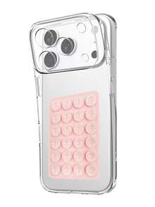 2pcs - Luxury Transparent Phone Case + Single-Sided Suction Cup, Compatible With IPhone 17/16/15/14/13/12 Pro Max, Transparent Thin Design, Soft Edge Hard Shell Anti-Drop Back Cover, Can Adhere And Fix Phone Back To Bathroom Wall To Prevent Slipping - Pink - View 5