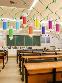 9/3/1pc - Colorful Crayon Ceiling Decorations, Back To School Pencil Decorations, Welcome Back To School Pencil Party Decorations, First Day Of School Party Supplies, Suitable For Back To School Season Decorations, School Classroom, Wall, Window And Door Decorations, Party Decorations, Home Decorations, DIY Decorations, Birthday Decorations - A - View 3