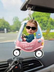 2D Flat, 1pc Personalized Custom Photo And Text Car Ornament, Drive Carefully Car Hanger, Drive Carefully Daddy/Mommy, Car Decor, Gift For Dad/Mom, Drive Carefully, Car Ornament, Daddy Gifts, Ideal Gifts For Family, Friends, For Mother's Day - Multicolor - View 8