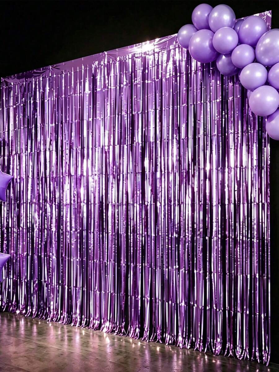 3pcs 100*200cm Gold Sequin Tassel Curtain, Shiny Metallic Texture Design, Suitable For Photo Booth Props, Birthday Party, Bridal Shower, Wedding Decoration, Backdrop, Party Decor, Photo Booth Props - Multiple Styles - View 1