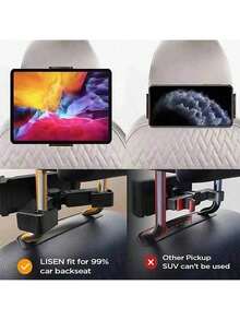 Car Headrest Back Seat Tablet Holder, Telescopic Foldable Car Phone Mount, Universal For Rear Seat 4.7-13 Inch Tablets , Long-Distance Movie Watching Bracket - Multicolor - View 2